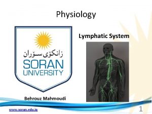 Physiology Lymphatic System Behrouz Mahmoudi www soran edu