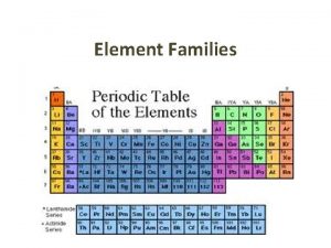 Element Families Family 1 Alkali Metals The metals