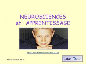 NEUROSCIENCES et APPRENTISSAGE Espace de la formation sur