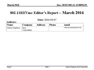 March 2016 doc IEEE 802 11 130095 r