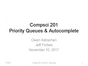 Compsci 201 Priority Queues Autocomplete Owen Astrachan Jeff