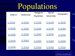 Populations Define it Biodiversity Changes in Species Populations