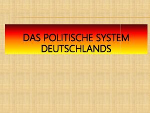 DAS POLITISCHE SYSTEM DEUTSCHLANDS DEUTSCHLAND Deutschland die BRD