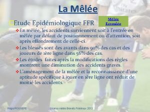 La Mle Etude Epidmiologique FFR Mle Ecroule v