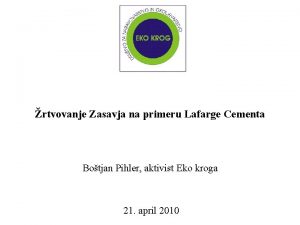 rtvovanje Zasavja na primeru Lafarge Cementa Botjan Pihler