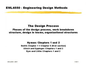 EML 4550 Engineering Design Methods The Design Process