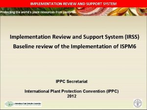 IMPLEMENTATION REVIEW AND SUPPORT SYSTEM Implementation Review and