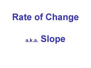 Rate of Change a k a Slope Rate