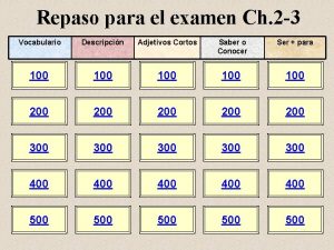 Repaso para el examen Ch 2 3 Vocabulario