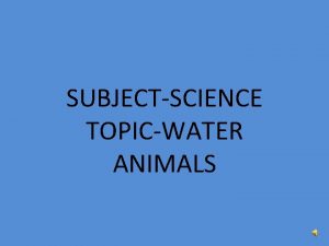 SUBJECTSCIENCE TOPICWATER ANIMALS Water Animals Water animals are