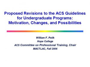 Proposed Revisions to the ACS Guidelines for Undergraduate