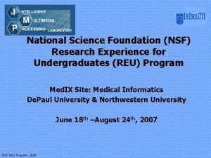 National Science Foundation NSF Research Experience for Undergraduates