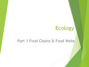 Ecology Part 1 Food Chains Food Webs Intro