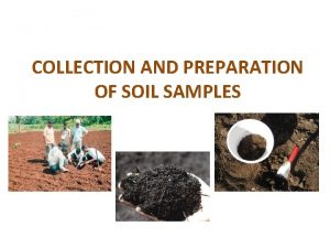 COLLECTION AND PREPARATION OF SOIL SAMPLES COLLECTION AND