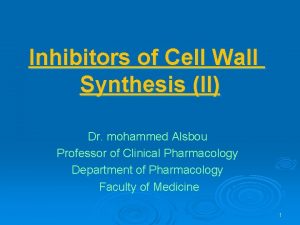 Inhibitors of Cell Wall Synthesis II Dr mohammed