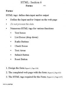 HTML Section 6 Forms 6 02 Forms HTML