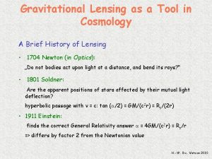 Gravitational Lensing as a Tool in Cosmology A