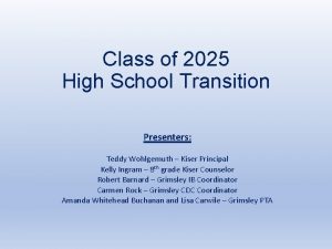 Class of 2025 High School Transition Presenters Teddy