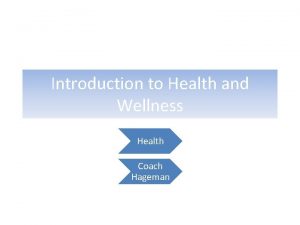 Introduction to Health and Wellness Health Coach Hageman