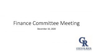 Finance Committee Meeting December 10 2020 Agenda Board