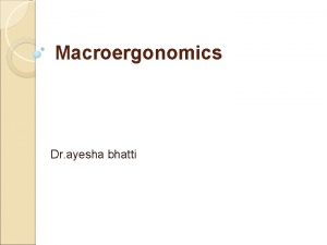 Macroergonomics Dr ayesha bhatti Learning Objectives After reading