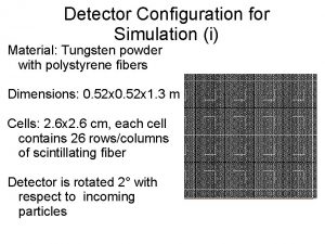 Detector Configuration for Simulation i Material Tungsten powder