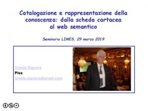 Catalogazione e rappresentazione della conoscenza dalla scheda cartacea