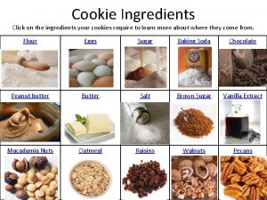 Cookie Ingredients Click on the ingredients your cookies