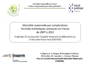 Mortalit Maternelle en France Mieux comprendre pour mieux