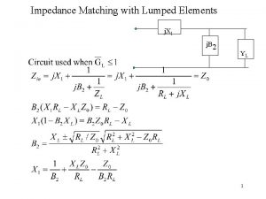 Impedance Matching with Lumped Elements j X 1