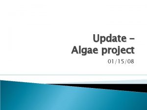 Update Algae project 011508 Algae growth 010408 011108