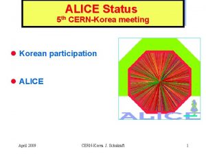 ALICE Status 5 th CERNKorea meeting l Korean