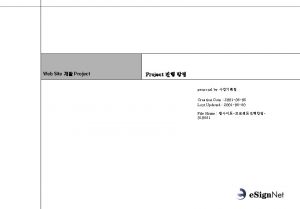 Web Site Project proposal by Creation Date 2001