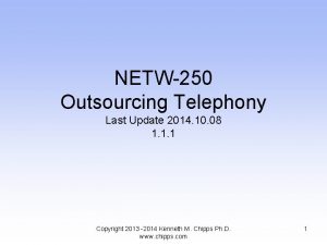 NETW250 Outsourcing Telephony Last Update 2014 10 08