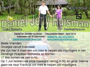 Daniel en Jennifer Huisman Nieuwsbrief Maart April 2012