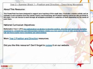 Year 2 Summer Block 1 Position and Direction