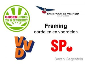 Framing oordelen en voordelen Sarah Gagestein Wat ga