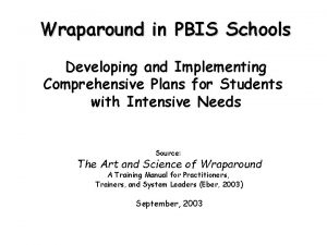 Wraparound in PBIS Schools Developing and Implementing Comprehensive