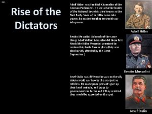 24 1 Rise of the Dictators Adolf Hitler
