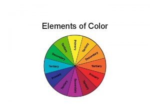 Elements of Color COLOR Color symbolism Certain colors