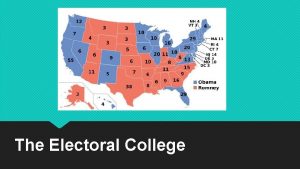 The Electoral College What is the Electoral College