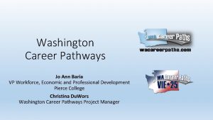 Washington Career Pathways Jo Ann Baria VP Workforce