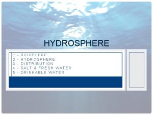 HYDROSPHERE 1 2 3 4 5 BIOSPHERE HYDROSPHERE