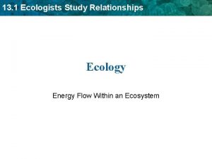 13 1 Ecologists Study Relationships Ecology Energy Flow