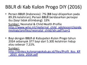 BBLR di Kab Kulon Progo DIY 2016 Persen