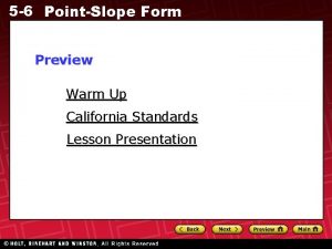 5 6 PointSlope Form Preview Warm Up California