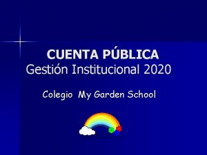 CUENTA PBLICA Gestin Institucional 2020 Colegio My Garden