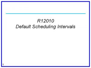 R 12010 Default Scheduling Intervals 1 R 12010