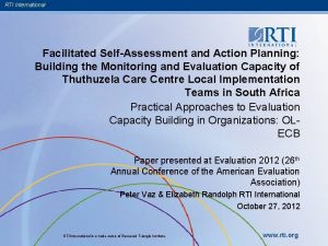 RTI International Facilitated SelfAssessment and Action Planning Building