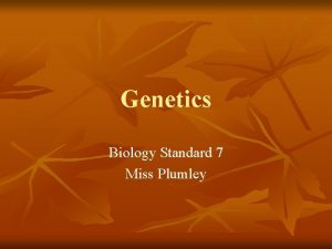 Genetics Biology Standard 7 Miss Plumley What is